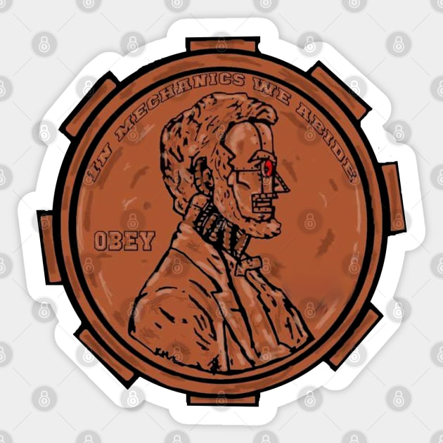 Robot lincoln Sticker by Undeadredneck